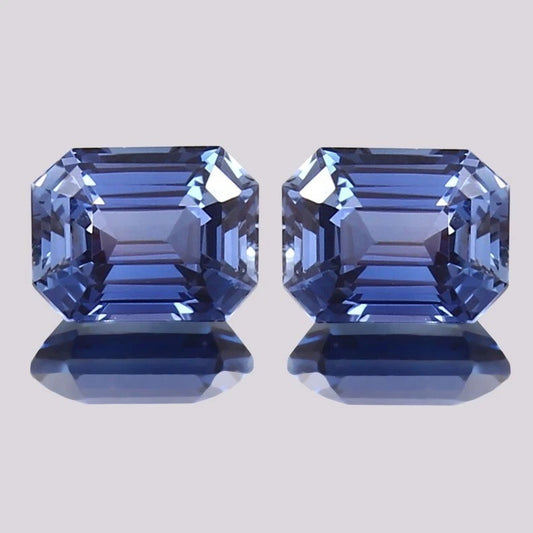 Blue Sapphire Pair gemstones with a clear background