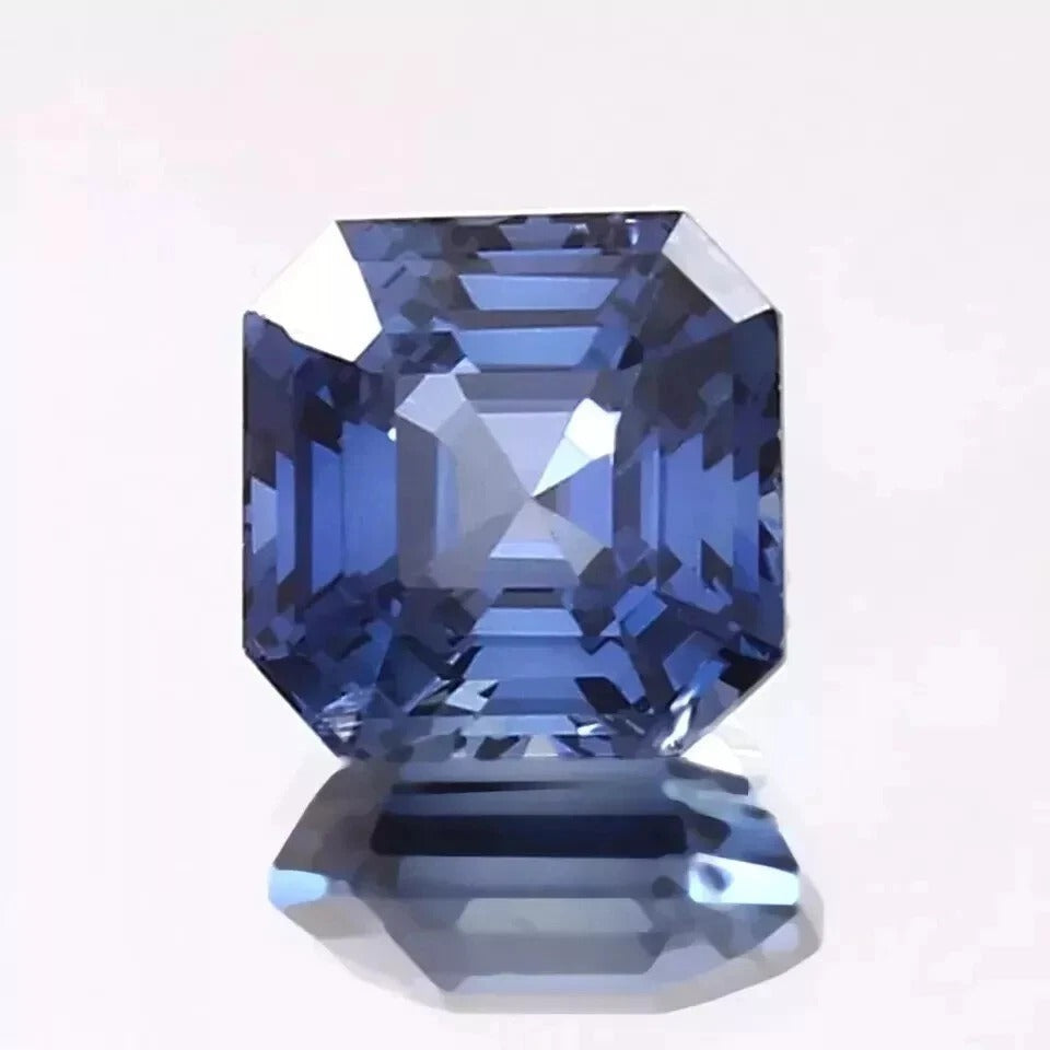 Blue sapphire gemstone with a clear background