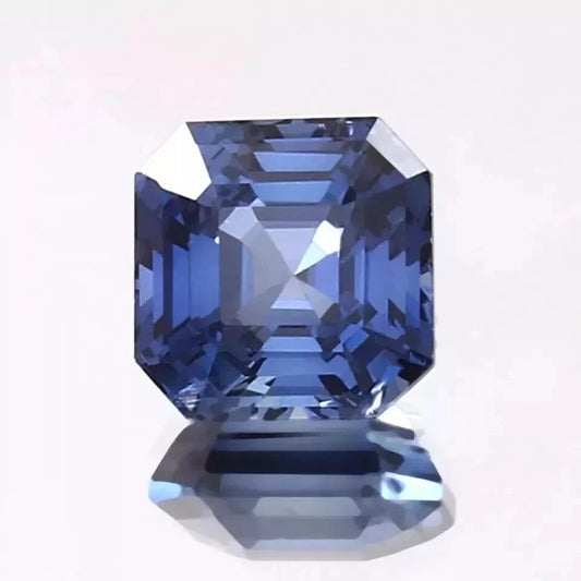 Blue sapphire gemstone with a clear background