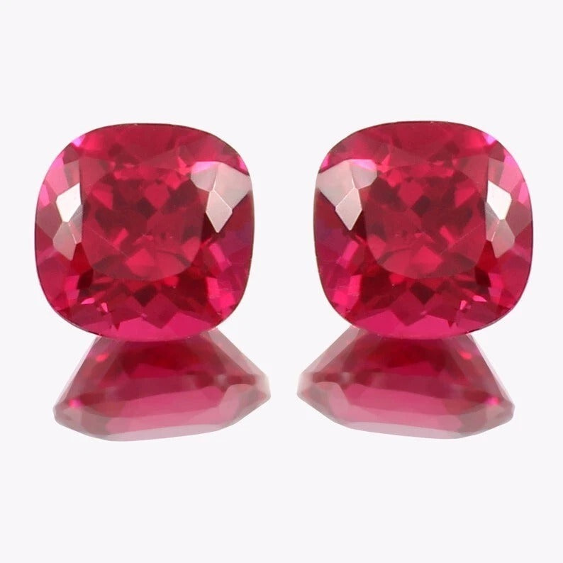red ruby cushion pair