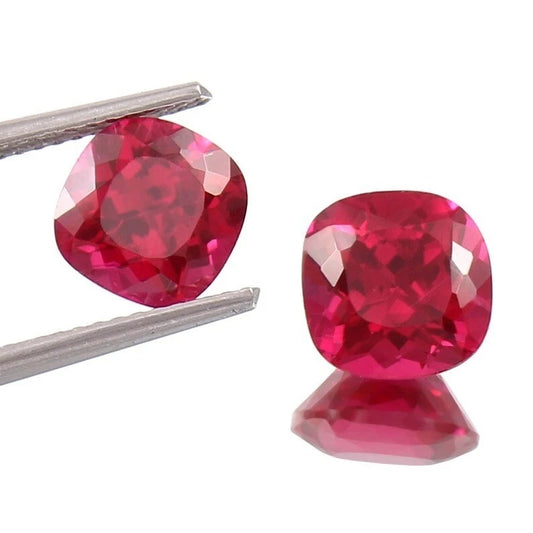 red ruby cushion pair