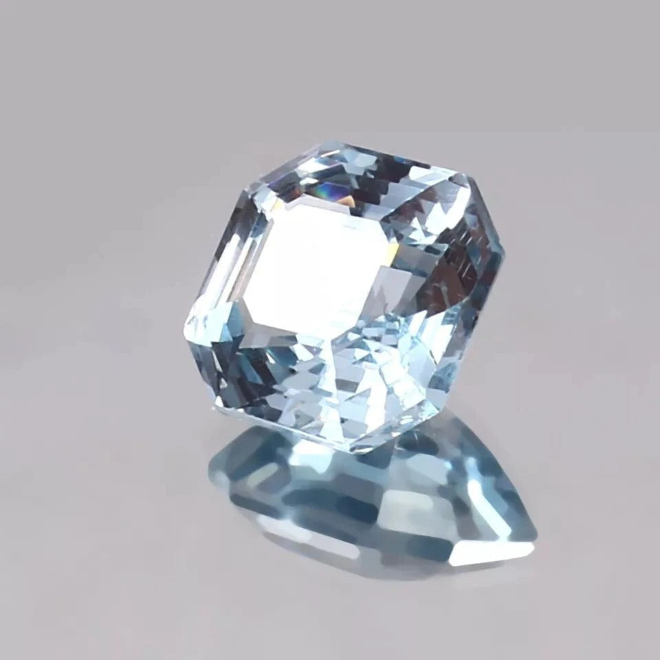 9.16 Ct Flawless Brazilian Aquamarine – Unheated Asscher Cut Loose Gemstone