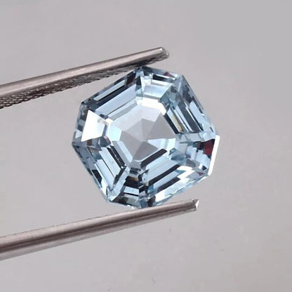 9.16 Ct Flawless Brazilian Aquamarine – Unheated Asscher Cut Loose Gemstone