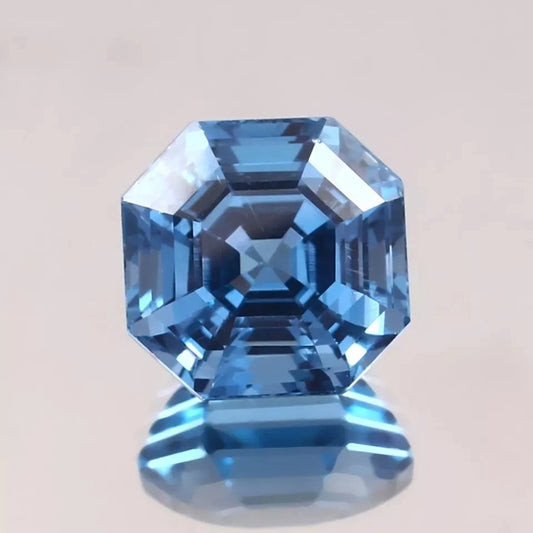 Blue Aquamarine gemstone with a clear background