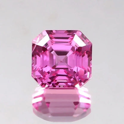 Pink Sapphire Loose Asscher Unheated gemstone with a clear background