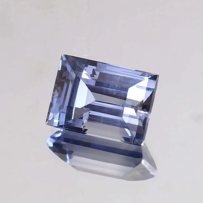 Ceylon Blue Sapphire – Baguette Cut gemstone on a light gray background